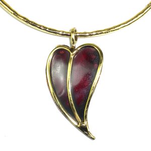 Handcrafted Jewelry Necklace Heart Copper and Brass Pendant 2" x 15"